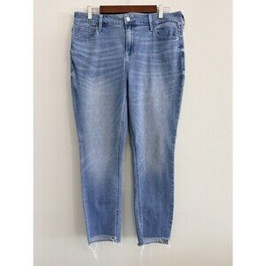 Old Navy Rockstar Skinny Jeans Womens 14 Blue Mid-Rise Raw Hem Stretch